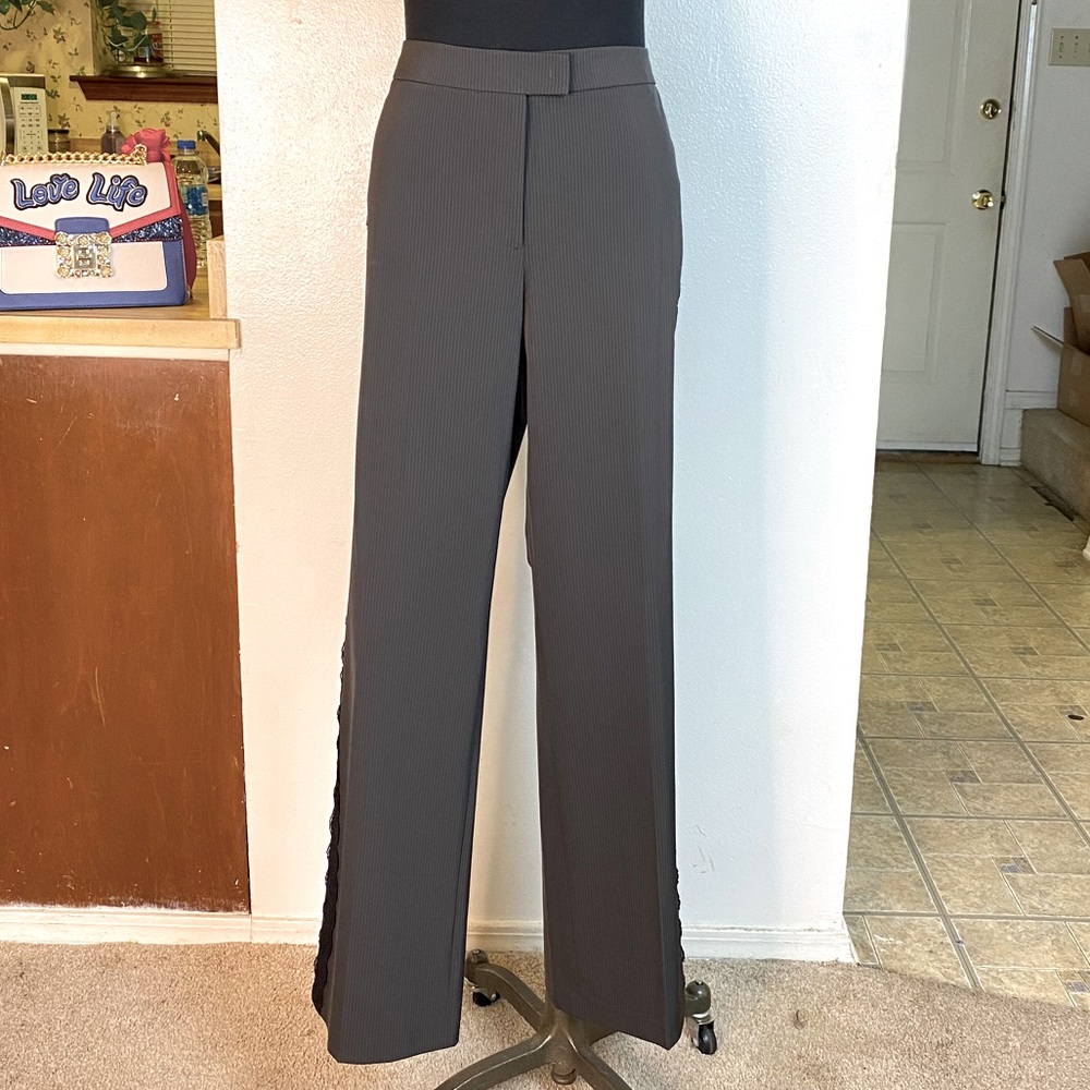 Shape Fx Lycra brown pin striped pants.